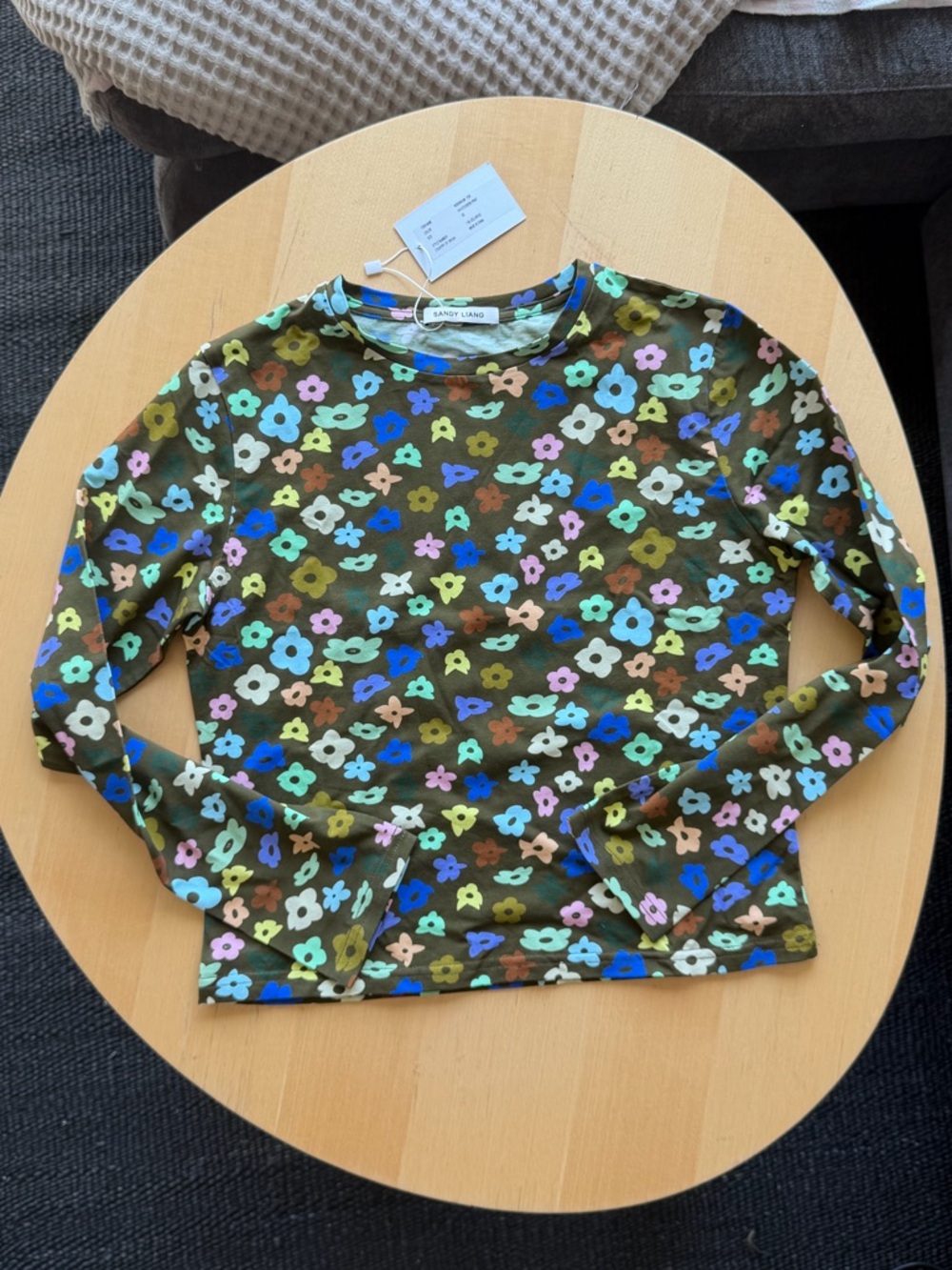 Floral Printed Long-sleeve Top | Dark Olive Multi